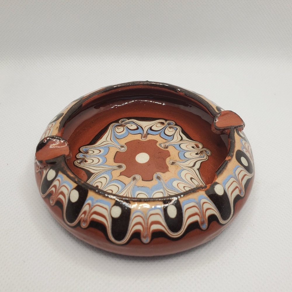 Small Glazed Ashtray, Terracotta